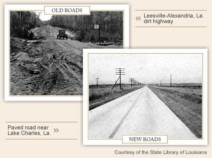 roads before and after Huey Long