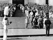 Long's casket is carried down the steps of the Lousiana State Capitol.