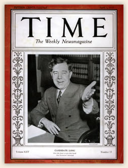 'Candidate Long' - Time magazine cover, April 1, 1935